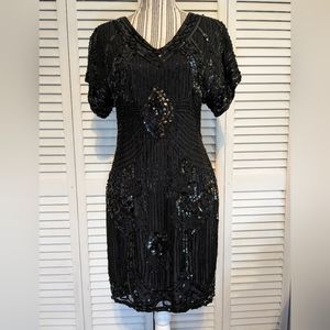 * INCLUDED IN DRESS SALE!  Silk Sequin Black Cocktail Dress